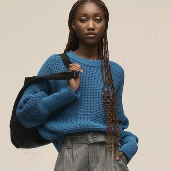 Anthropologie Pilcro Crew-Neck Waffle Sweater - Picture 1 of 7